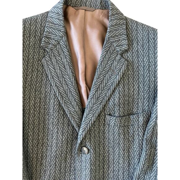 Vtg 50s Bernhard Altmann Cashmere Grey Blazer Herringbone 42”chest Academia - Picture 3 of 12